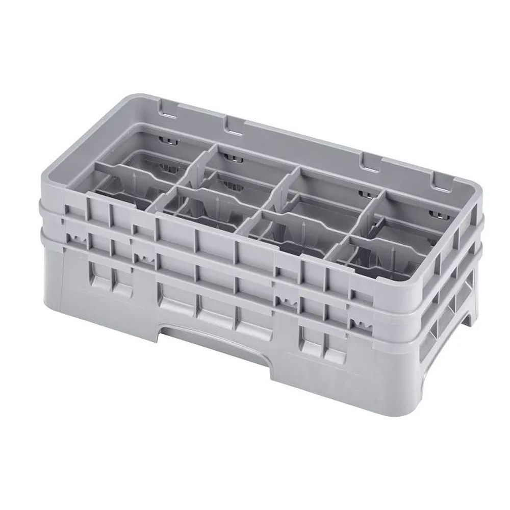 Cambro Camrack Soft Gray Plastic Half Size 8 Compartment Glass Rack For 4 1?16 X 5 1?4 Inch Glass, 19 3/4 X 10 X 7 1/4 Inch -- 4 Per Case