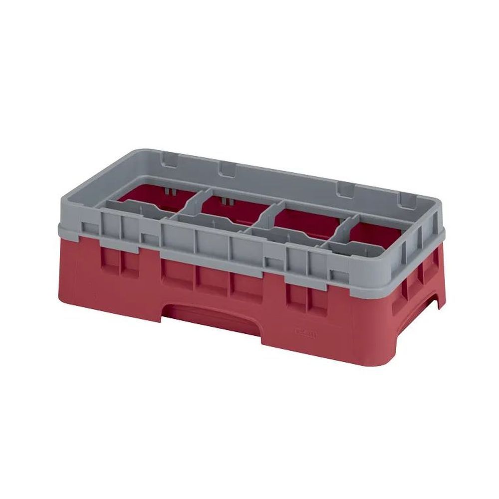 Cambro Camrack Cranberry Plastic Half Size 8 Compartment Glass Rack For 4 1?16 X 3 5/8 Inch Glass, 19 3/4 X 10 X 5 5/8 Inch -- 5 Per Case
