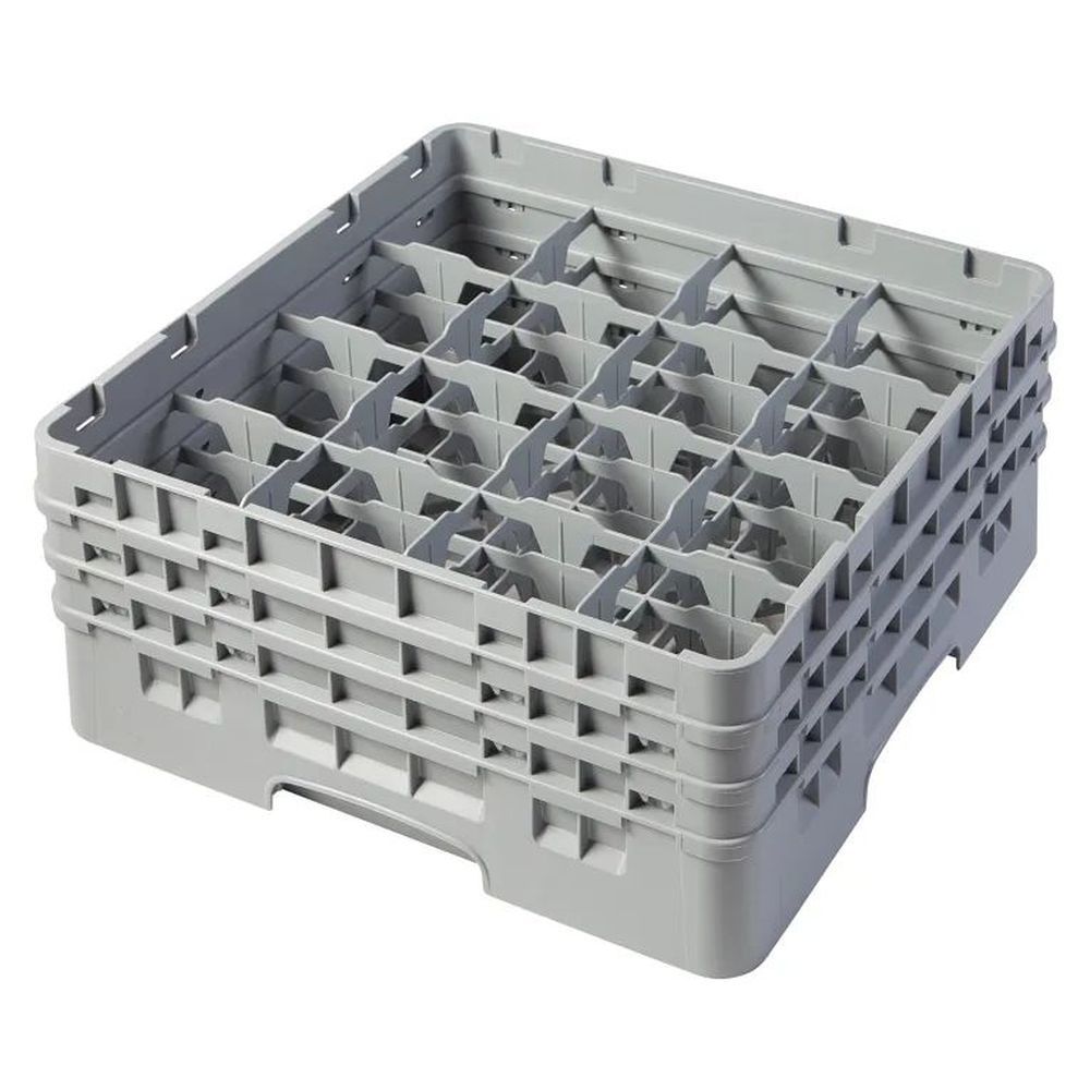 Cambro Camrack Soft Gray Plastic Full Size 16 Compartment Glass Rack For 4.375 X 6 7/8 Inch Glass, 19 3?4 X 19 3?4 X 8 7?8 Inch -- 3 Per Case