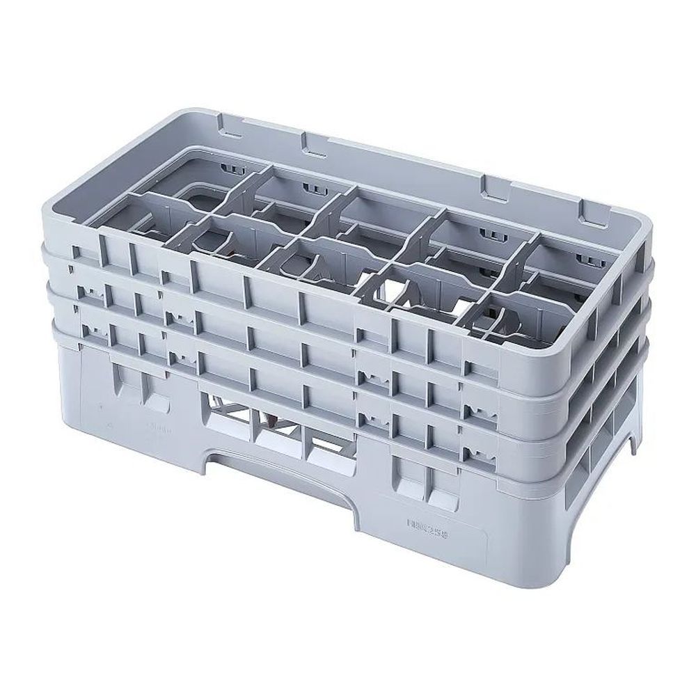Cambro Camrack Soft Gray Plastic Half Size 10-compartment Rack For 3 7?16 X 6 7?8 Inch Glass, 19 3/4 X 10 X 8 7/8 Inch -- 3 Per Case