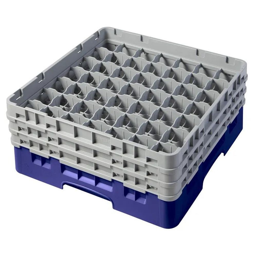 Cambro Camrack Navy Blue Plastic Full Size 49 Compartment Glass Rack For 2 7?16 X 6 7/8 Inch Glass, 19 3?4 X 19 3?4 X 8 7/8 Inch -- 3 Per Case