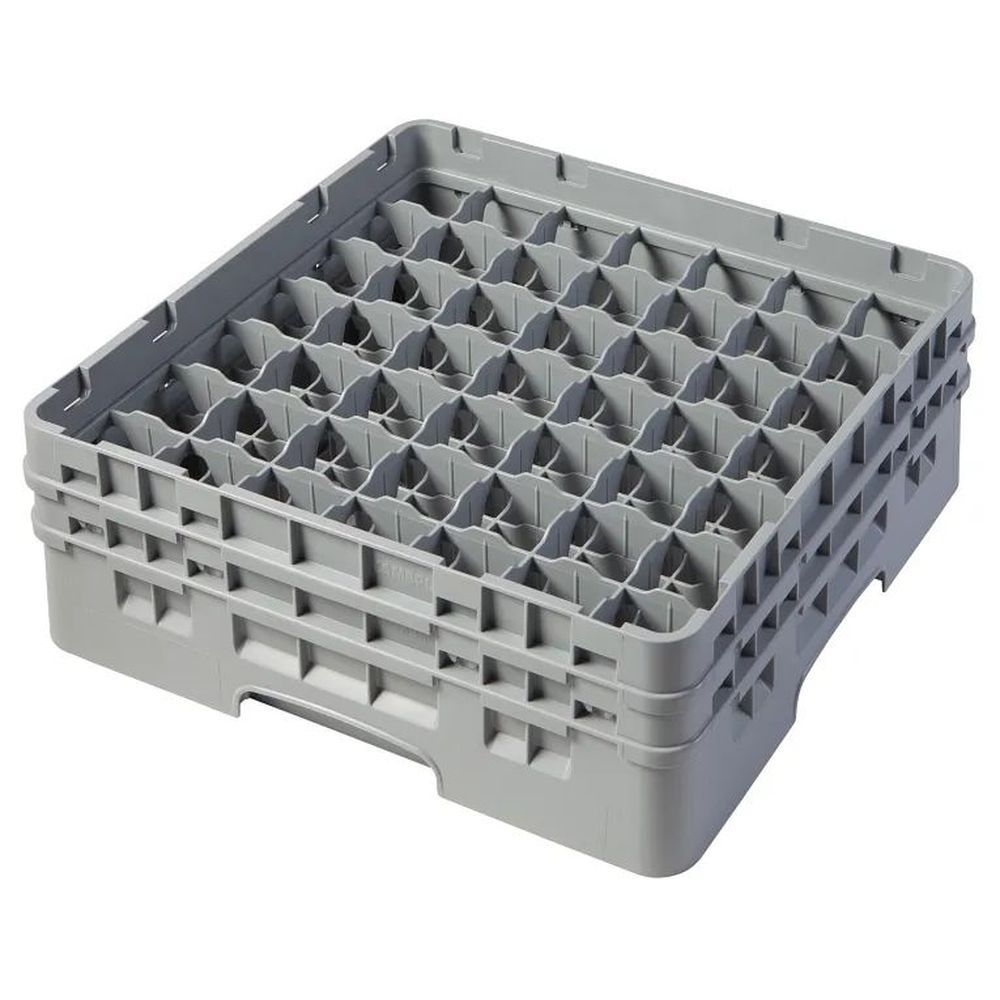 Cambro Camrack Soft Gray Plastic Full Size 49 Compartment Glass Rack For 2 7?16 X 5 1/4 Inch Glass, 19 3?4 X 19 3?4 X 7 1/4 Inch -- 4 Per Case