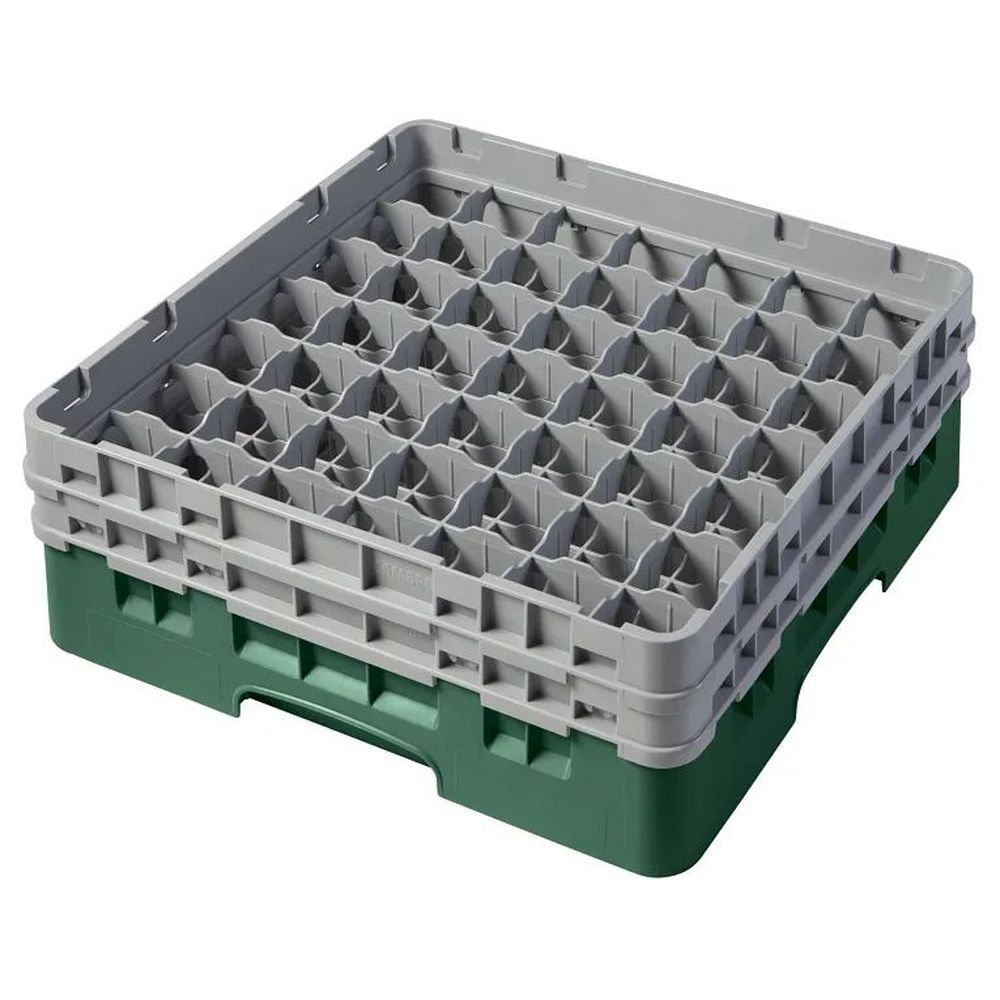 Cambro Camrack Sherwood Green Plastic Full Size 49 Compartment Glass Rack For 2 7?16 X 5 1/4 Inch Glass, 19 3?4 X 19 3?4 X 7 1/4 Inch -- 4 Per Case