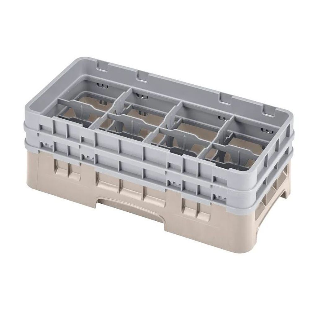Cambro Camrack Beige Plastic Half Size 8 Compartment Glass Rack For 4 1?16 X 5 1?4 Inch Glass, 19 3/4 X 10 X 7 1/4 Inch -- 4 Per Case