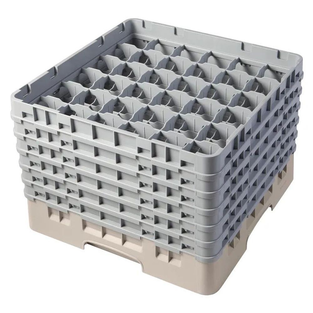 Cambro Camrack Beige Plastic Full Size 36 Compartment Glass Rack For 2 7/8 X 11 3/4 Inch Glass, 19 3?4 X 19 3?4 X 13 3/4 Inch -- 2 Per Case