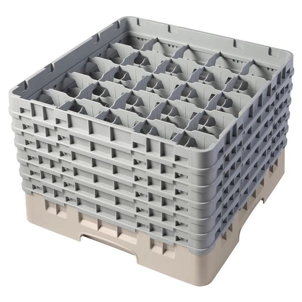 Cambro Camrack Beige Plastic Full Size 25 Compartment Glass Rack For 3 7/16 X 11 3/4 Inch Glass, 19 3/4 X 19 3/4 X 13 3/4 Inch -- 2 Per Case