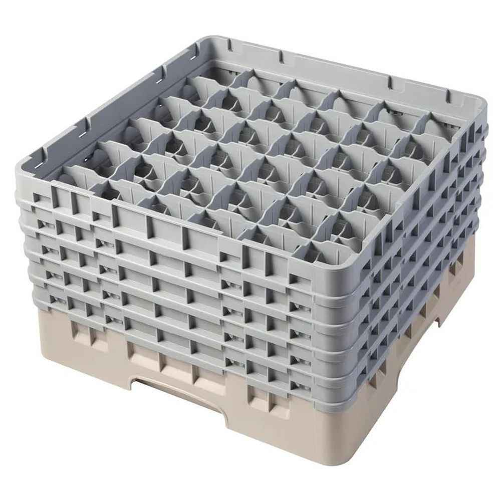 Cambro Camrack Beige Plastic Full Size 36 Compartment Glass Rack For 2 7/8 X 11 Inch Glass, 19 3?4 X 19 3?4 X 12 1?8 Inch -- 2 Per Case