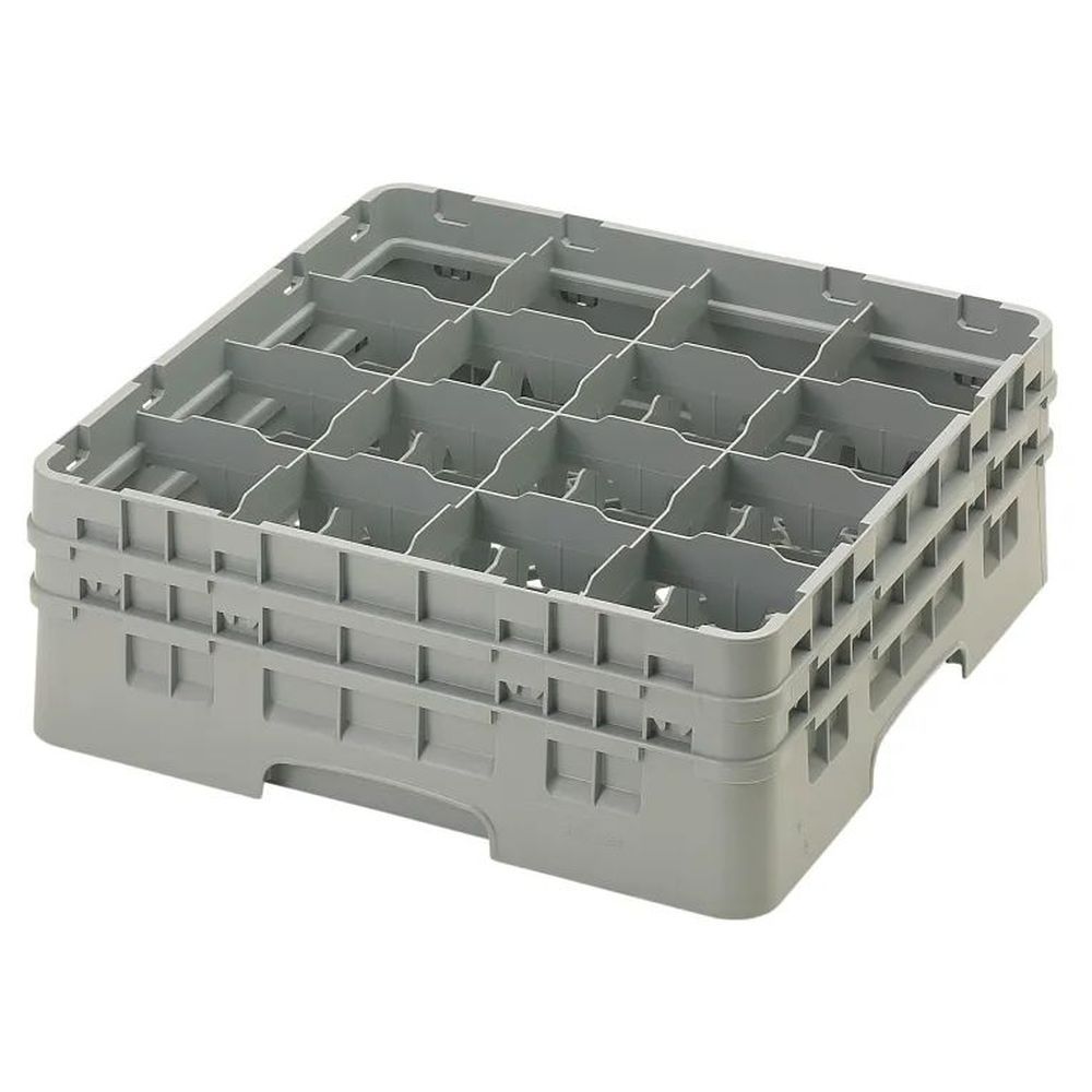 Cambro Camrack Soft Gray Plastic Full Size 16 Compartment Glass Rack For 4.375 X 6 1/8 Inch Glass, 19 3?4 X 19 3?4 X 7 1/4 Inch -- 4 Per Case