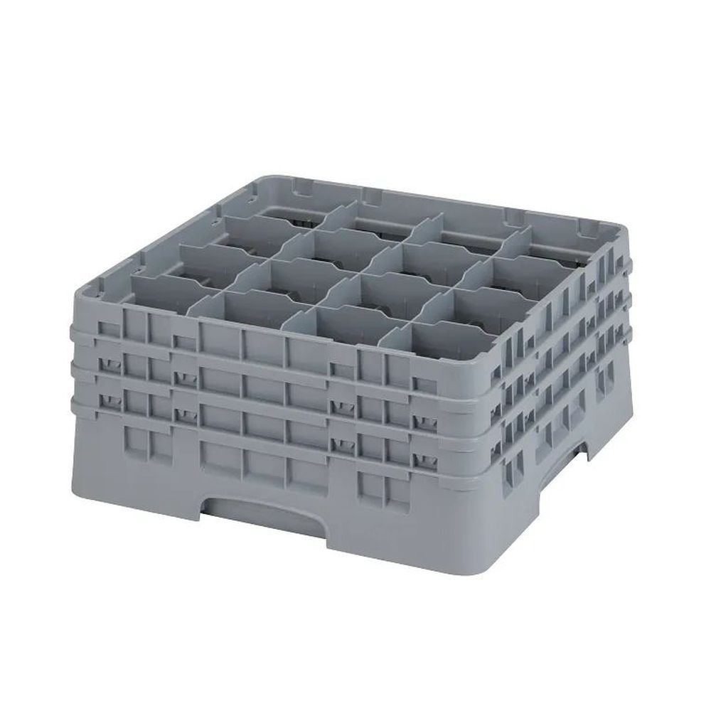 Cambro Camrack Soft Gray Plastic Full Size 16 Compartment Glass Rack For 4.375 X 7 3/4 Inch Glass, 19 3?4 X 19 3?4 X 8 7?8 Inch -- 3 Per Case