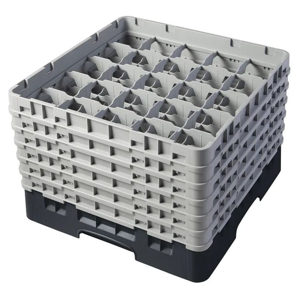 Cambro Camrack Black Plastic Full Size 25 Compartment Glass Rack For 3 7/16 X 11 3/4 Inch Glass, 19 3/4 X 19 3/4 X 13 3/4 Inch -- 2 Per Case