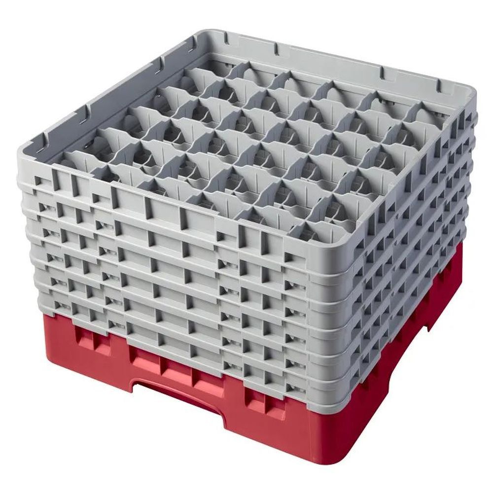 Cambro Camrack Rose Red Plastic Full Size 36 Compartment Glass Rack For 2 7/8 X 11 3/4 Inch Glass, 19 3?4 X 19 3?4 X 13 3/4 Inch -- 2 Per Case