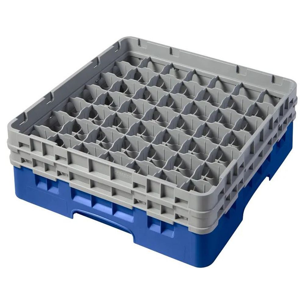 Cambro Camrack Blue Plastic Full Size 49 Compartment Glass Rack For 2 7?16 X 5 1/4 Inch Glass, 19 3?4 X 19 3?4 X 7 1/4 Inch -- 4 Per Case