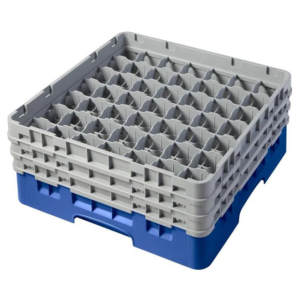 Cambro Camrack Blue Plastic Full Size 49 Compartment Glass Rack For 2 7?16 X 6 7/8 Inch Glass, 19 3?4 X 19 3?4 X 8 7/8 Inch -- 3 Per Case