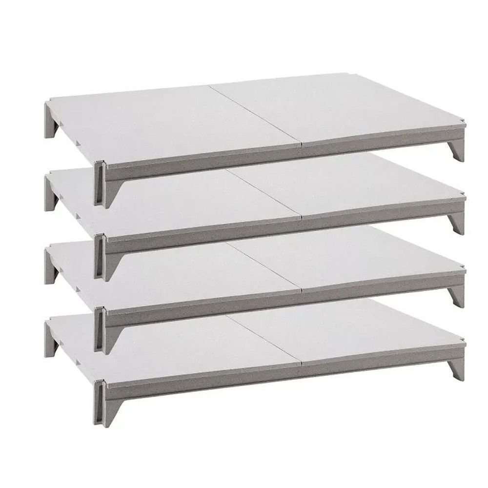 Cambro Camshelving Premium Speckled Gray Polypropylene 4 Solid Shelves Kit, 18 X 72 Inch