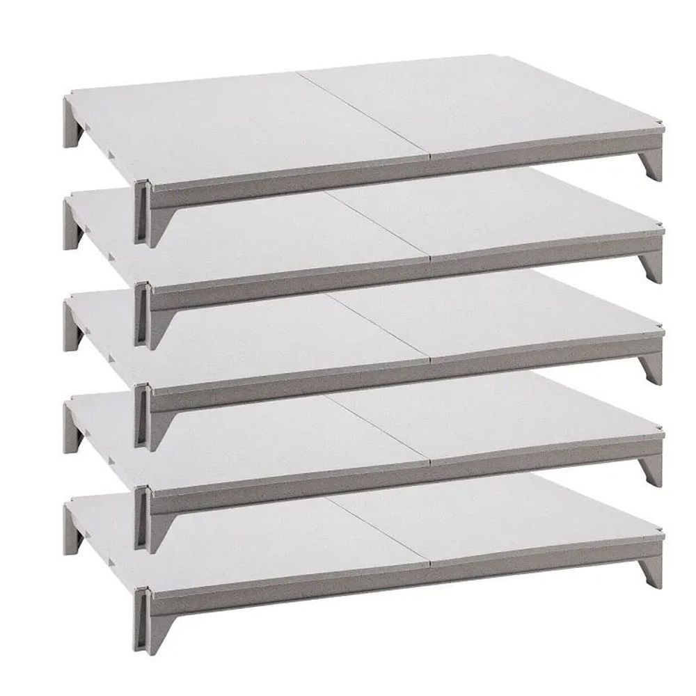 Cambro Camshelving Premium Speckled Gray Polypropylene 5 Solid Shelves Kit, 18 X 72 Inch