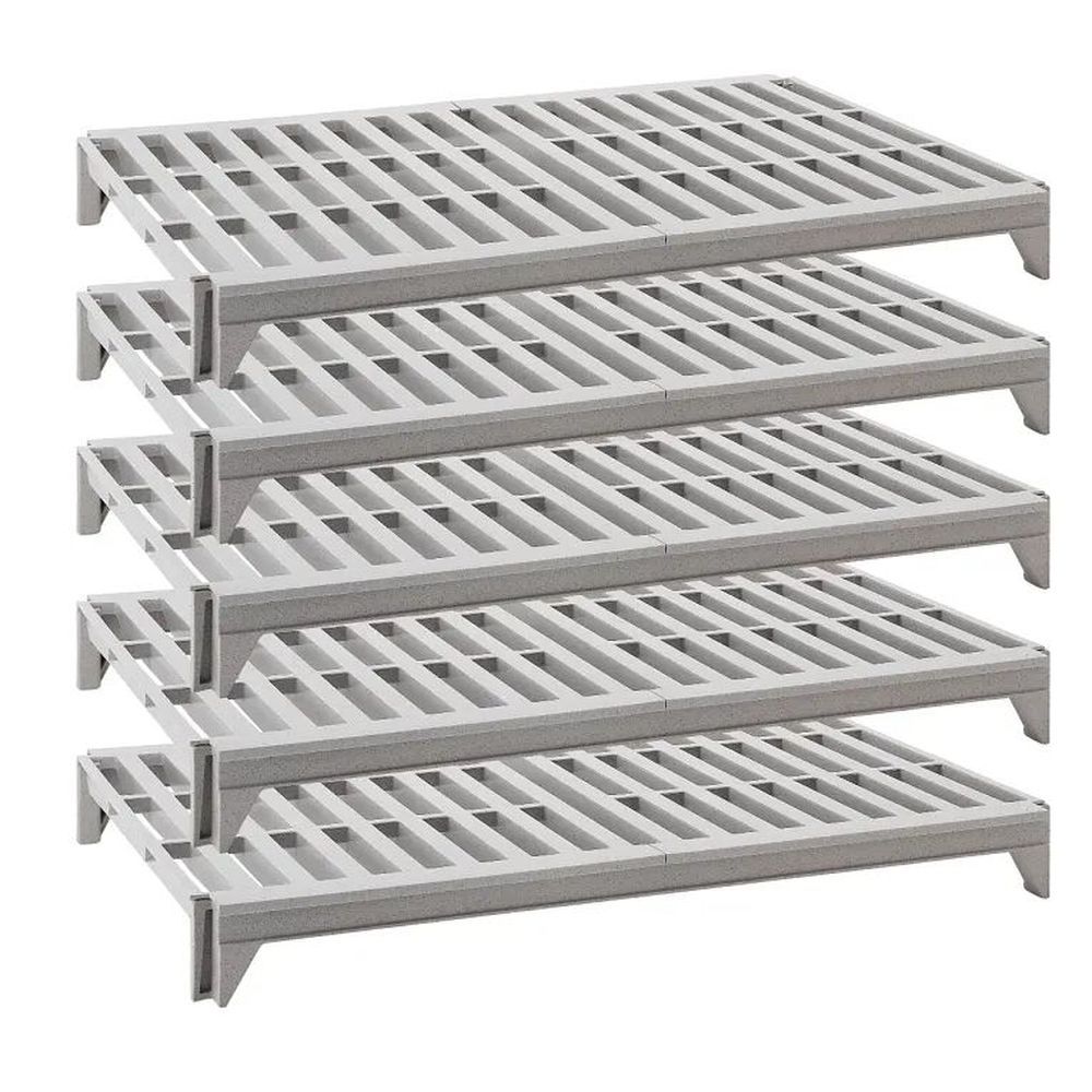 Cambro Camshelving Premium Speckled Gray Polypropylene 5 Vented Shelves Kit, 18 X 72 Inch
