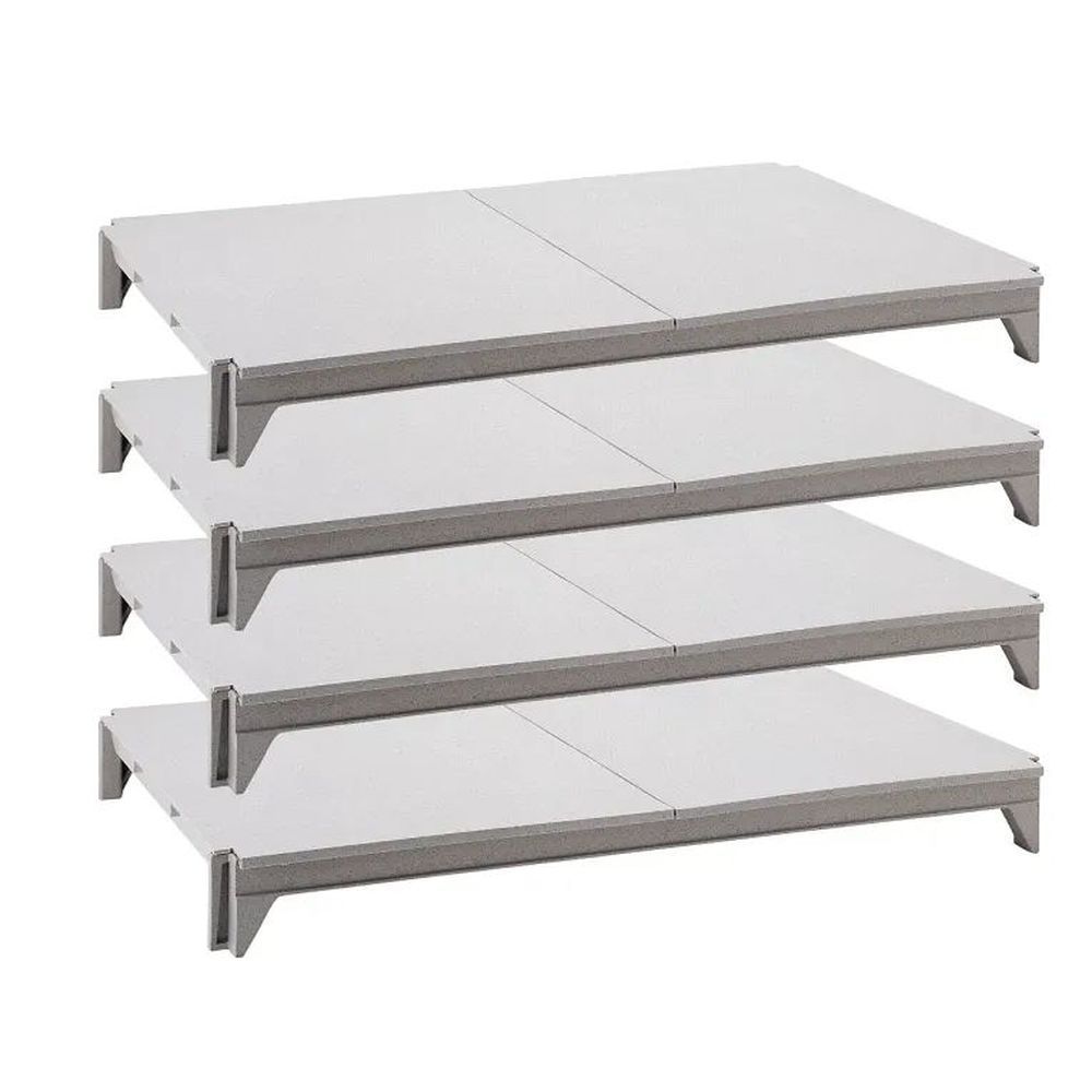 Cambro Camshelving Premium Speckled Gray Polypropylene 4 Solid Shelves Kit, 21 X 24 Inch