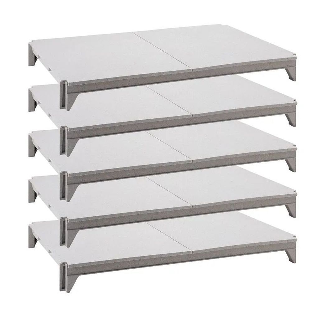Cambro Camshelving Premium Speckled Gray Polypropylene 5 Solid Shelves Kit, 21 X 30 Inch