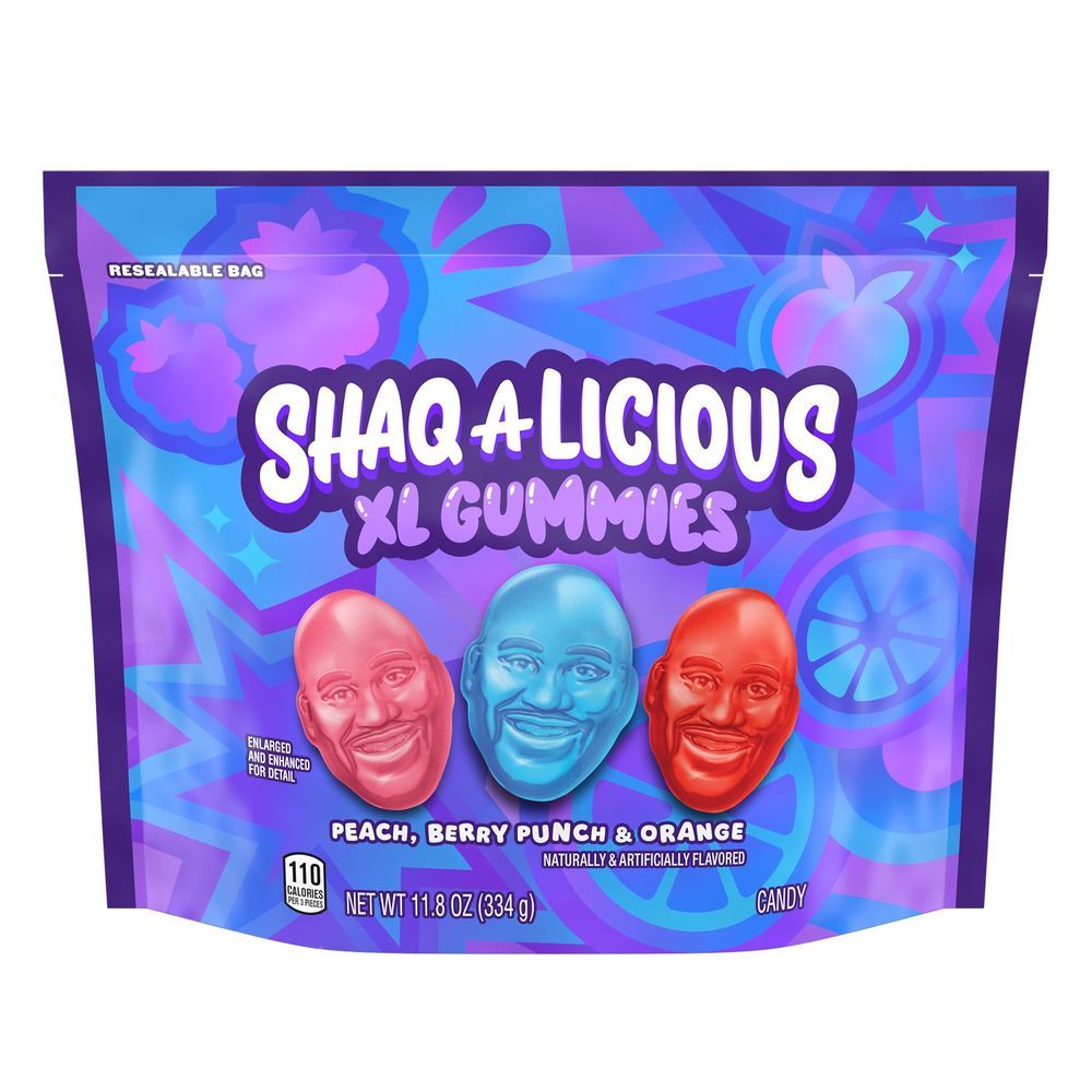 Shaq A Licious Original Peach Orange And Berry Punch Flavors Xl Gummies, 11.8 Ounce -- 8 Per Case