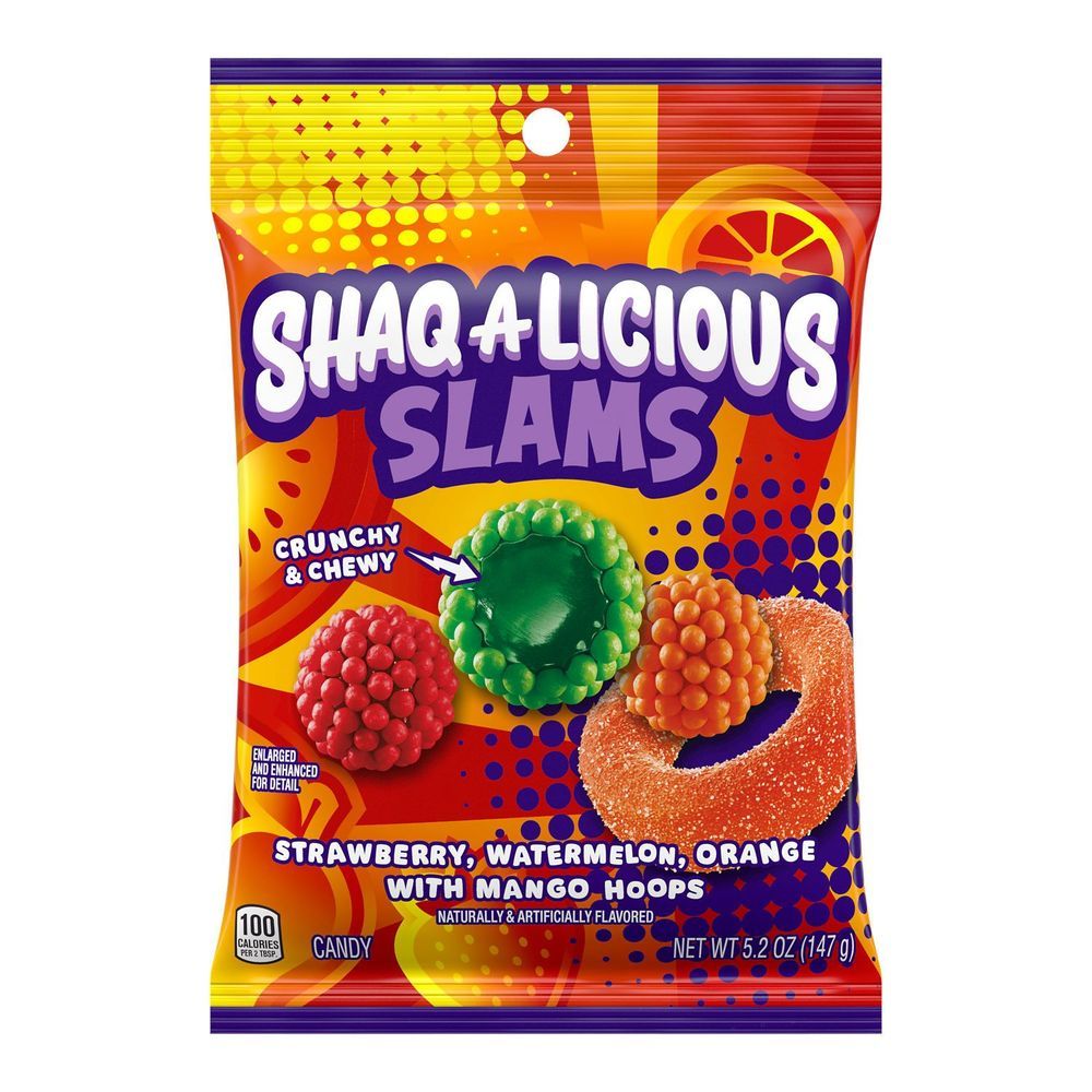 Shaq A Licious Slams Assorted Fruit Flavored Crunchy And Chewy Candy, 5.2 Ounce -- 12 Per Case