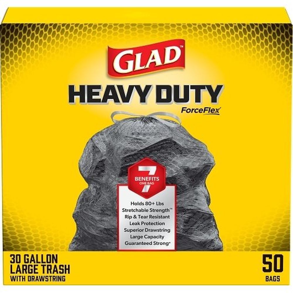 Glad Forceflex Heavy Duty Drawstring Trash Bag, 50 Count -- 3 Per Case