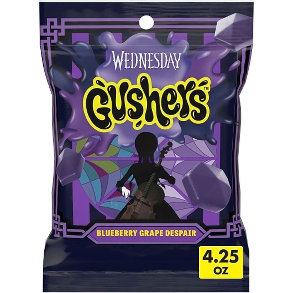 Gushers Wednesday Addams Blueberry Grape Fruit Snacks, 4.25 Ounce -- 48 Per Case