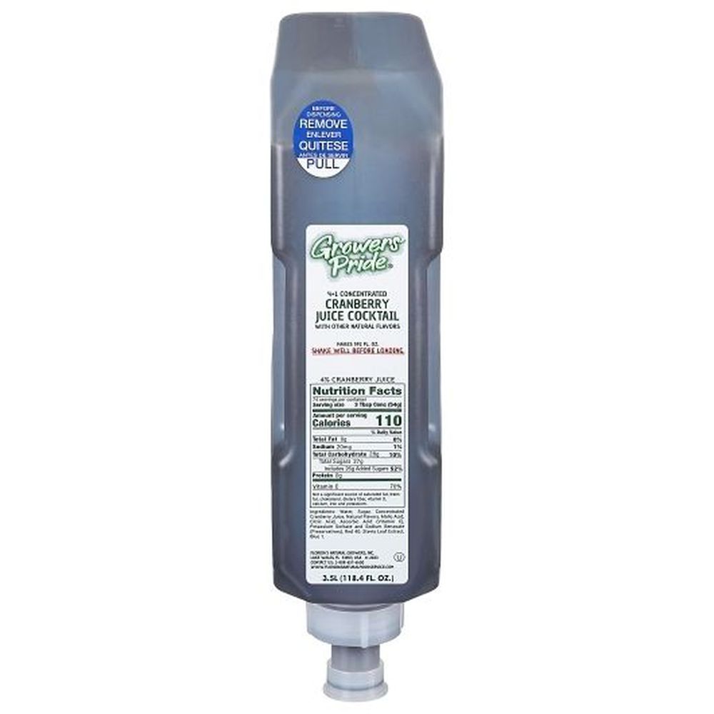 Growers Pride 4 Plus 1 Concentrated Cranberry Juice Cocktail, 3.5 Liter -- 3 Per Case