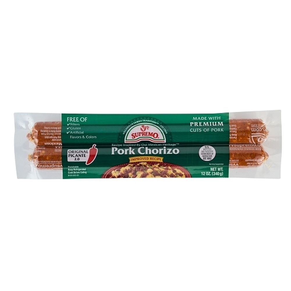 V&v Supremo No Fillers Mexican Style Pork Chorizo Sausage, 12 Ounce -- 15 Per Case