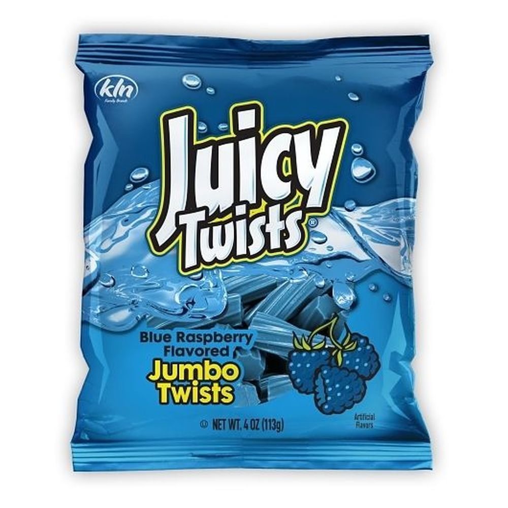 Juicy Twists Blue Raspberry Flavored Jumbo Twists, 4 Ounce -- 12 Per Case