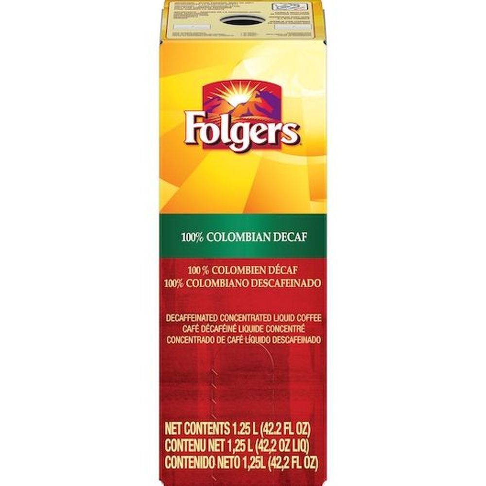 Folgers 100 Percent Colombian Decaffeinated Coffee Liquid, 1.25 Liter -- 2 Per Case
