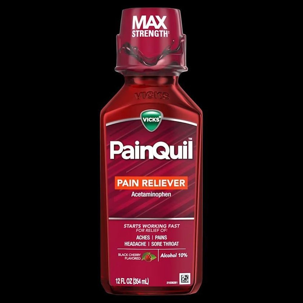 Vicks Painquil Black Cherry Flavor Daytime Liquid Pain Reliever, 12 Fluid Ounce -- 12 Per Case