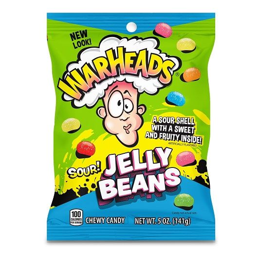 Warheads Sour Jelly Beans, 5 Ounce -- 12 Per Case