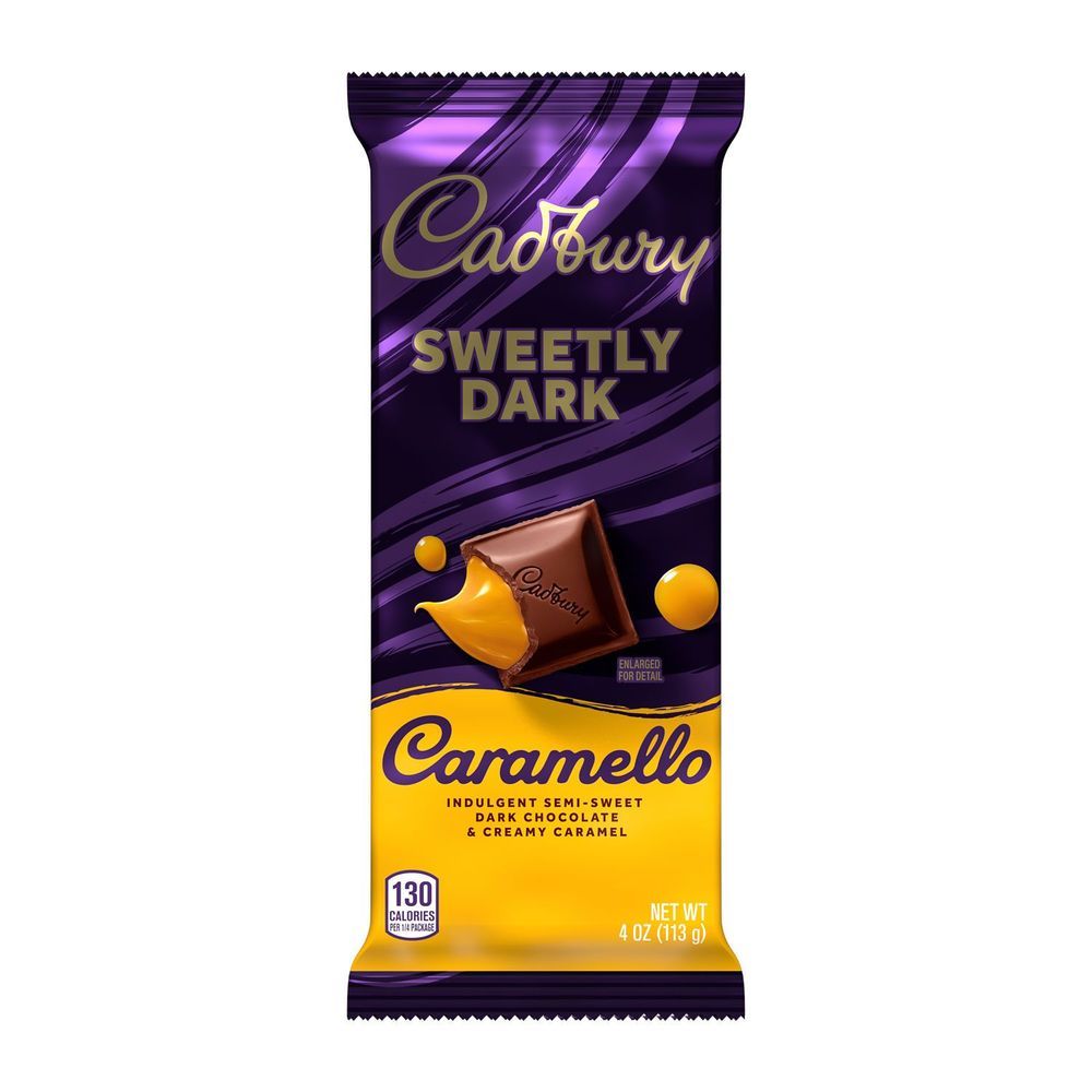 Cadbury Caramello Sweetly Dark Xl Indulgent Semi-sweet Dark Chocolate And Creamy Caramel Bar, 4 Ounce -- 14 Per Case