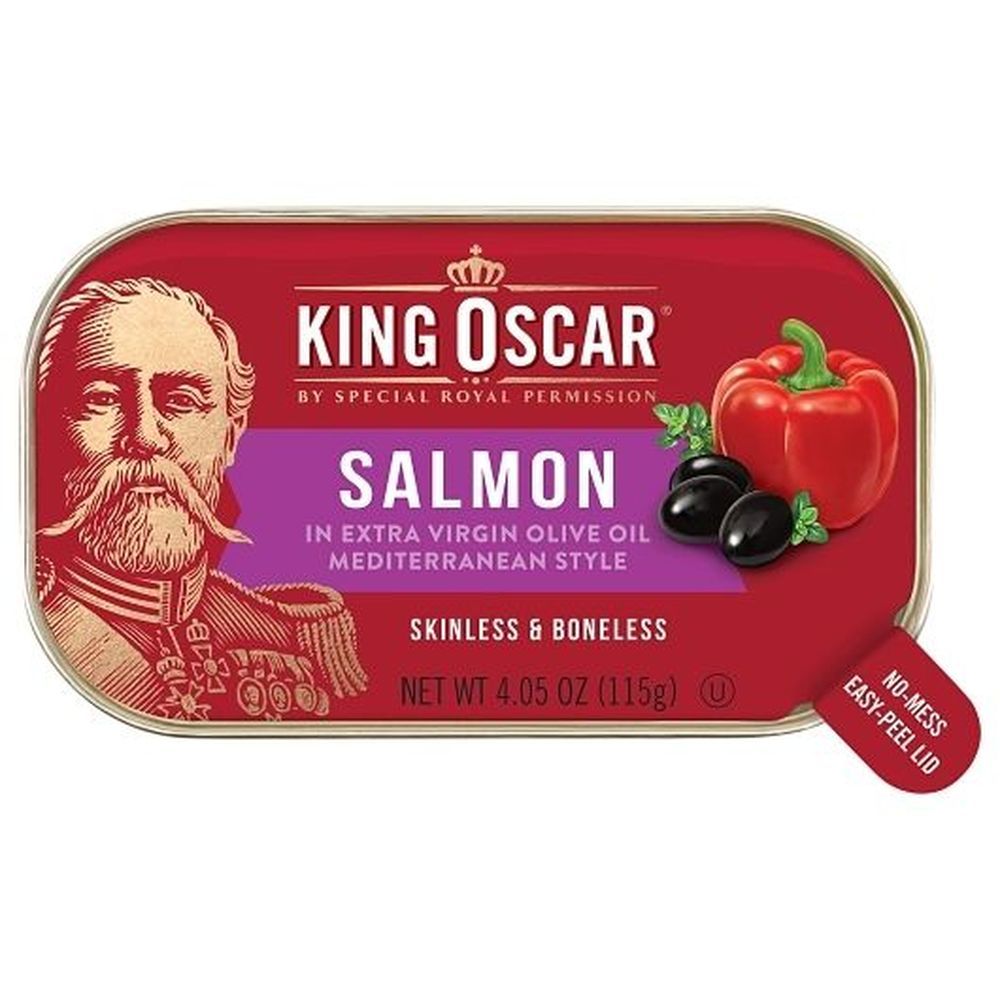 King Oscar Skinless Boneless Mediterranean Style Salmon In Extra Virgin Olive Oil, 4.05 Ounce -- 12 Per Case