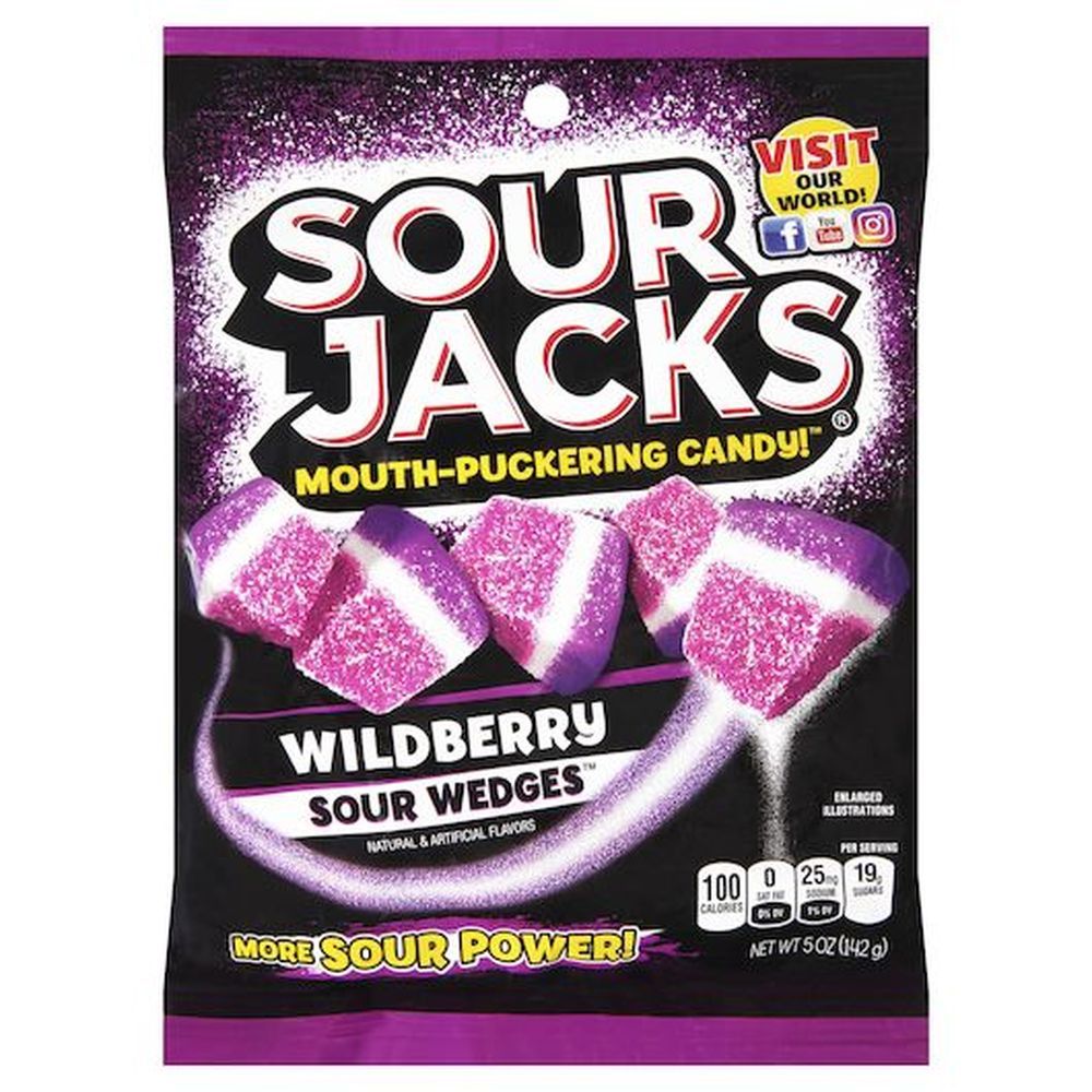 Sour Jacks Wildberry Sour Wedges Candy, 5 Ounce -- 12 Per Case