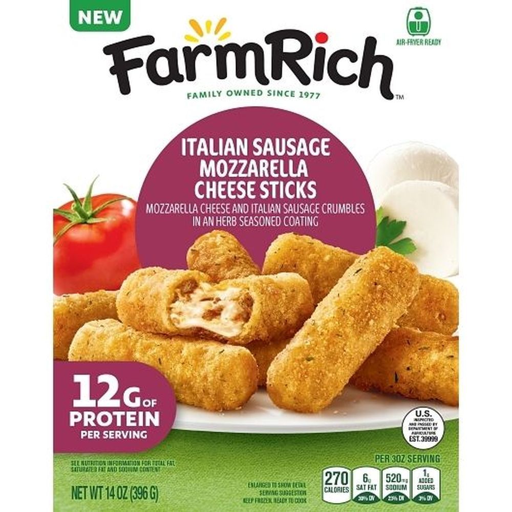 Farm Rich Herb Seasoned Breaded Italian Sausage Crumbles Mozzarella Cheese Sticks, 0.88 Pound -- 8 Per Case