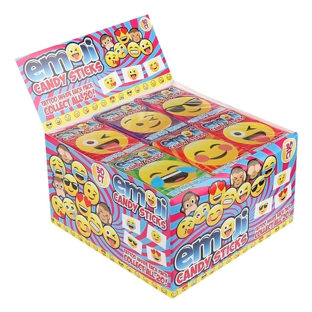 Emoji Candy Sticks With Tattoo, 0.03 Pound -- 480 Per Case