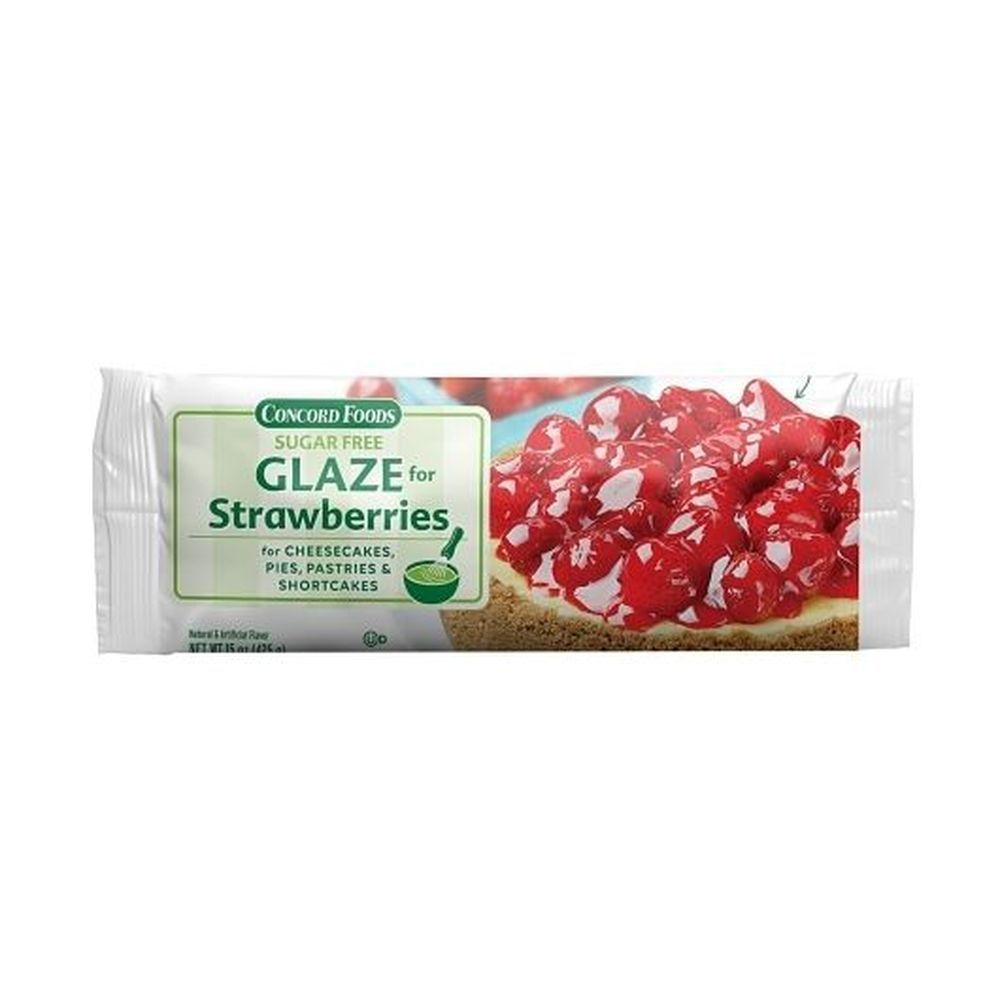 Concord Foods Sugar Free Strawberry Glaze, 15 Ounce Pouch -- 24 Per Case