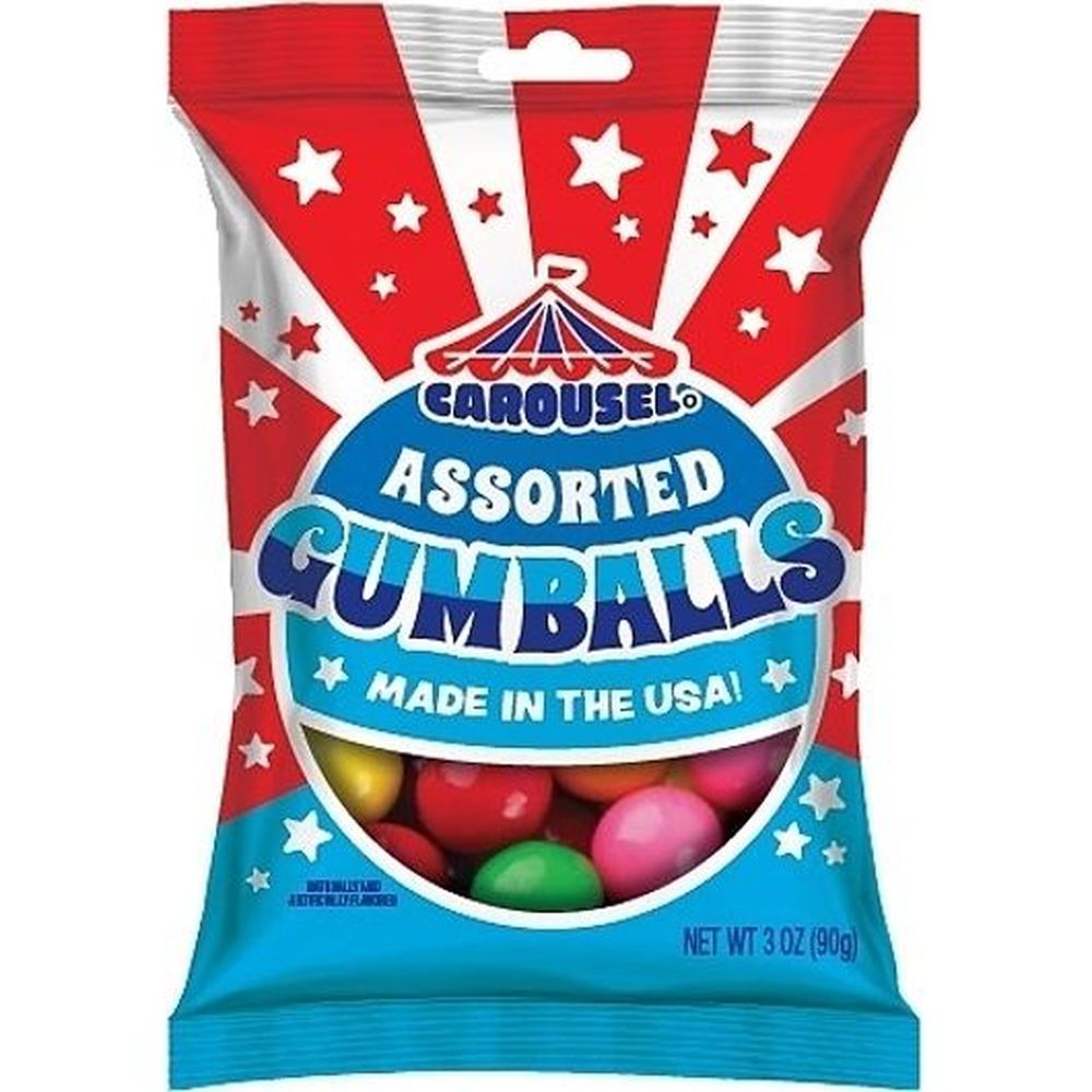 Carousel Assorted Gum Ball, 3 Ounce -- 12 Per Case