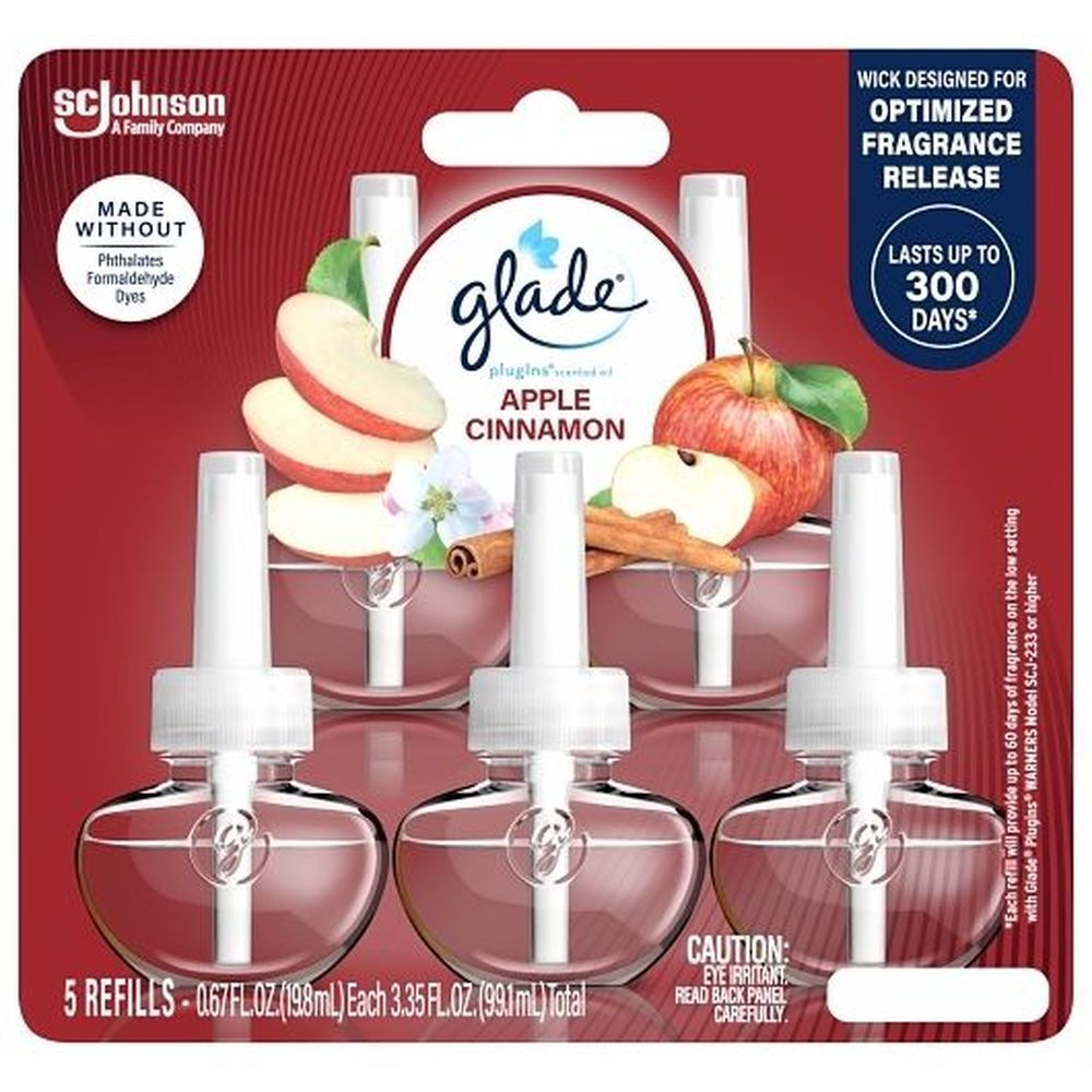 Glade Apple Cinnamon Plugins Scented Oil Refill, 3.35 Fluid Ounce -- 5 Per Case