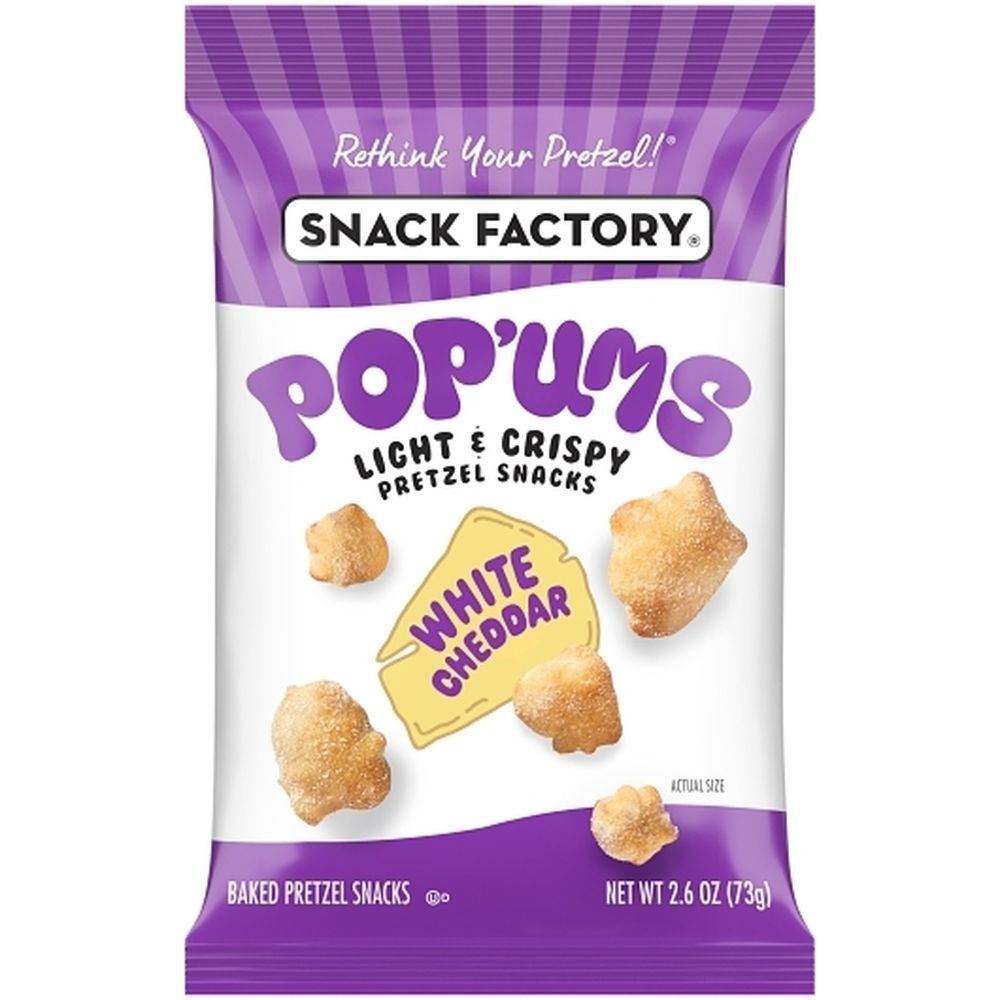 Snack Factory Pop'ums Light And Crispy White Cheddar Pretzel Snacks, 2.6 Ounce -- 8 Per Case