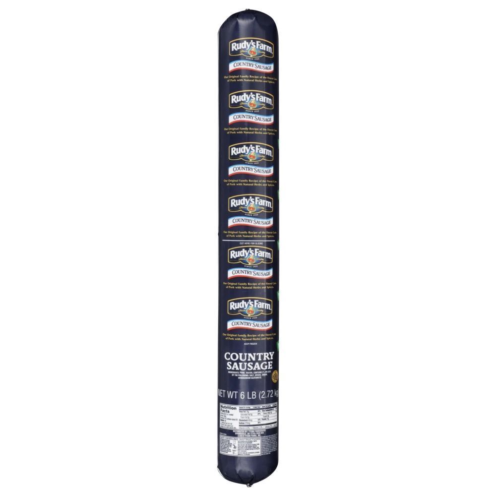 Rudy’s Farm Raw Whole Hog Mild Country Pork Sausage Roll, 6 Pound -- 4 Per Case