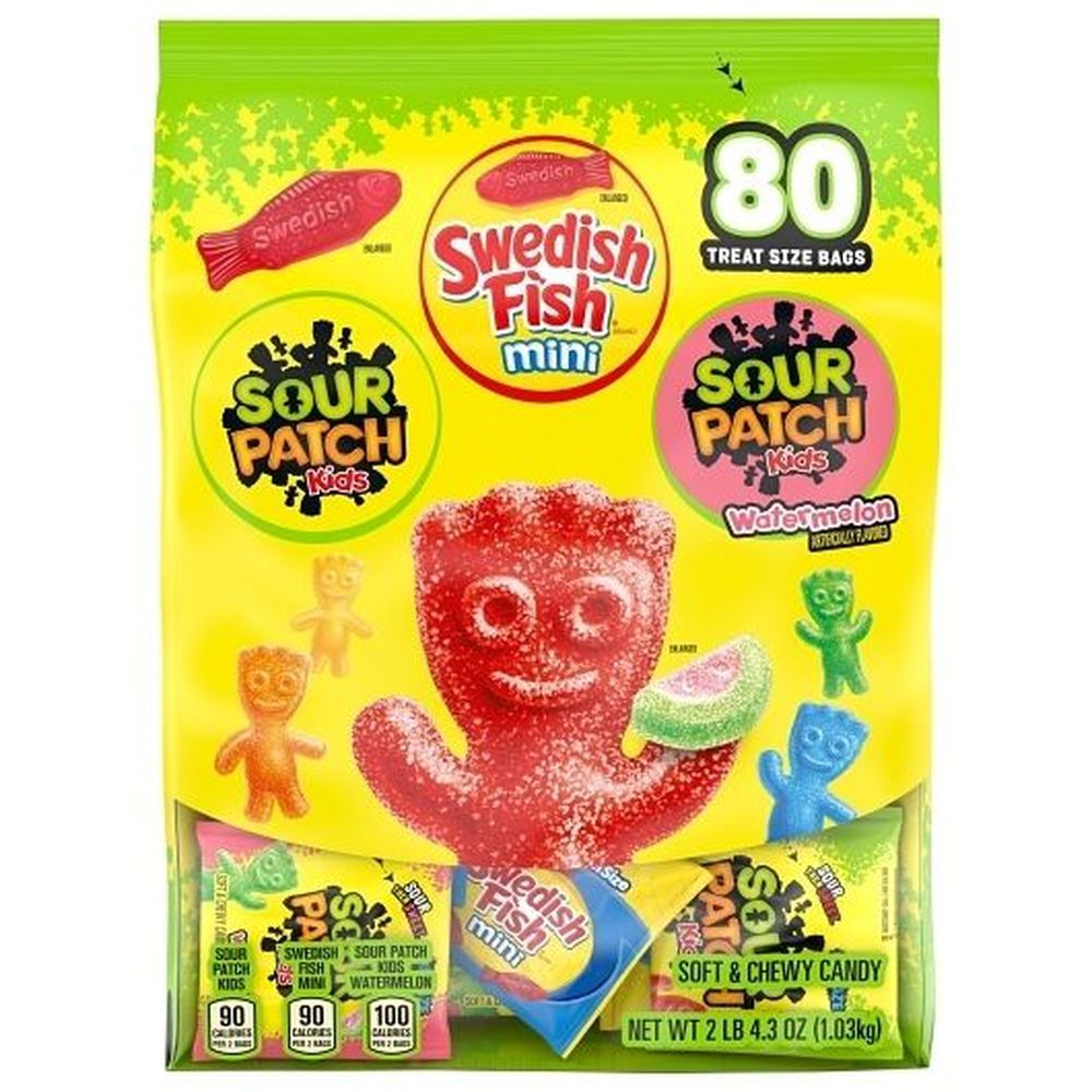 Sour Patch Kids And Swedish Fish Mini Soft And Chewy Candy - Variety Pack, 2.27 Pound -- 6 Per Case