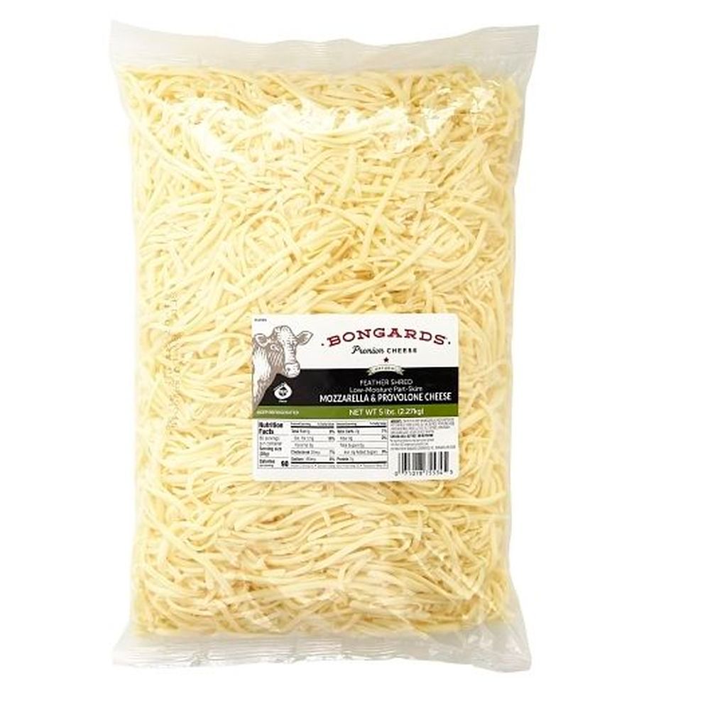 Bongards Mozzarella Provolone Blended Feather Shredded Cheese, 5 Pound -- 4 Per Case