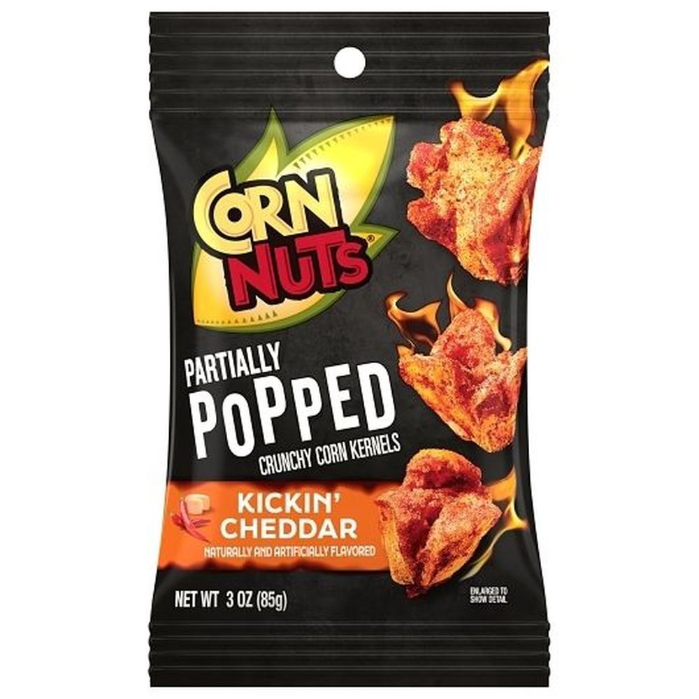 Corn Nuts Partially Popped Kickin Cheddar Crunchy Corn Kernels, 3 Ounce -- 12 Per Case