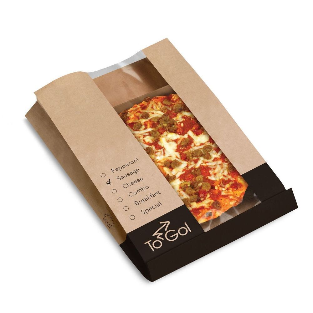 Ecocraft Togo Natural Pizza Bag With Window And Tray, 7.5 X 2 X 11 Inch -- 250 Per Case