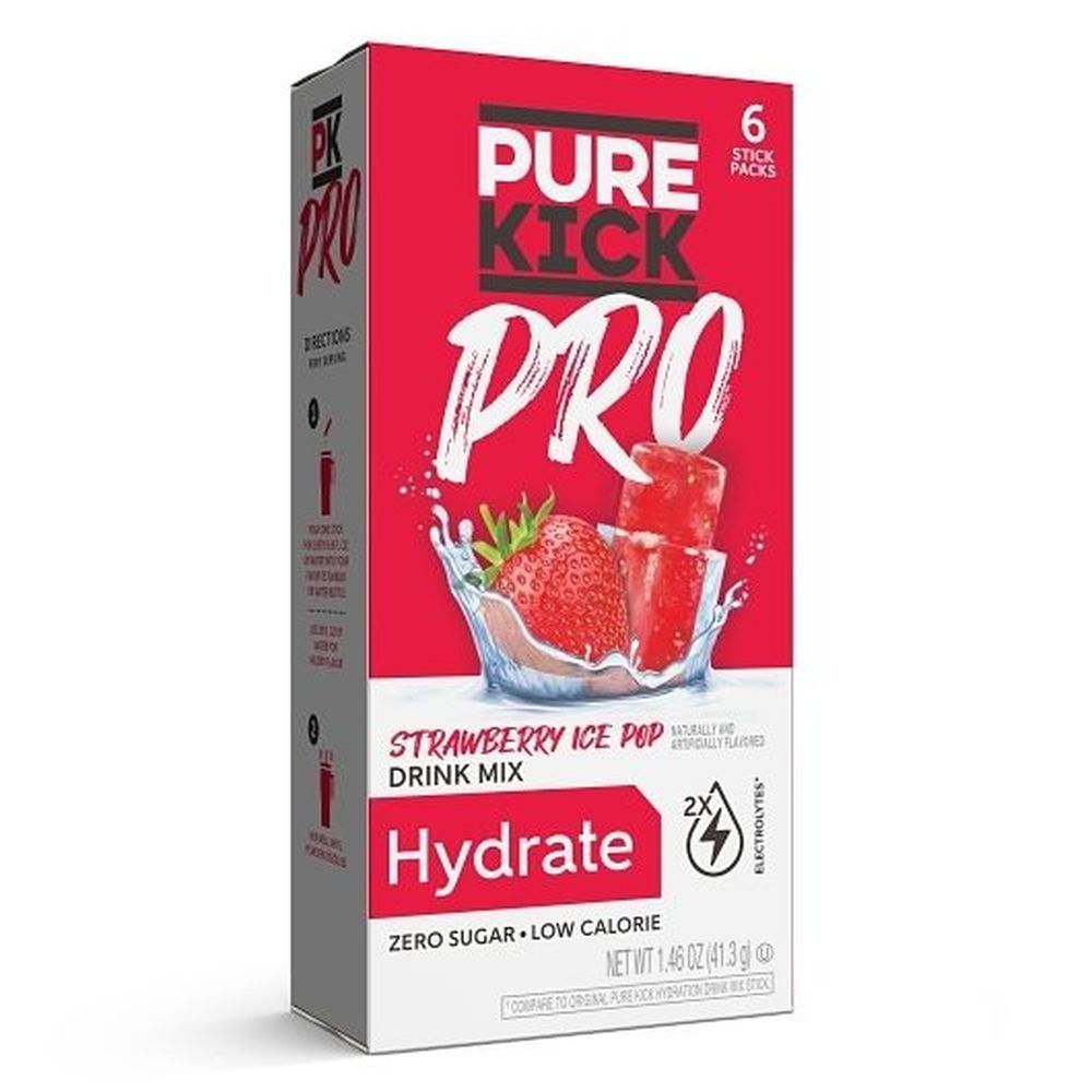 Pure Kick Pro Hydrate Strawberry Ice Pop Drink Mix, 1.46 Ounce -- 6 Per Case