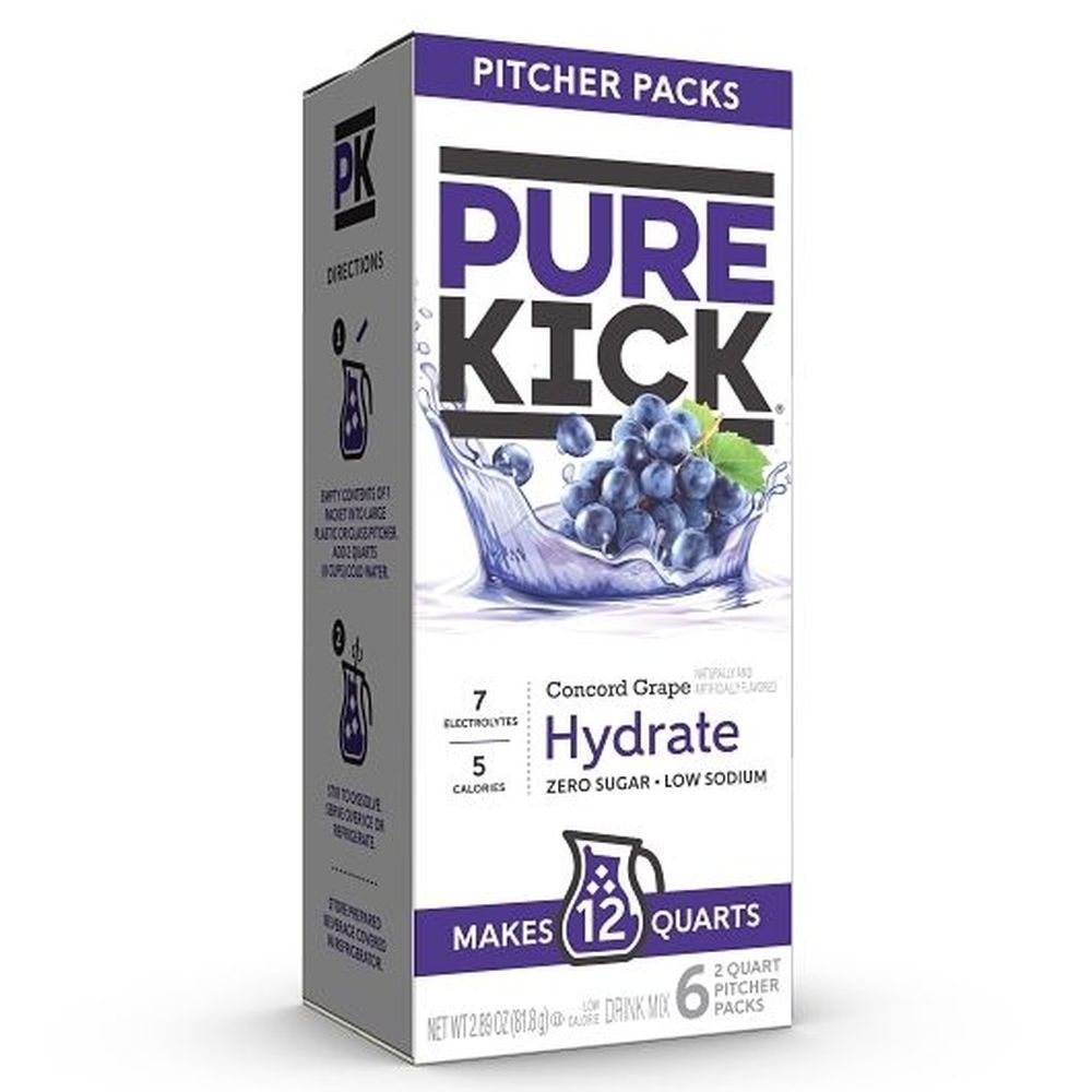 Pure Kick Hydrate Concord Grape Drink Mix - Pitcher Pack, 2.89 Ounce -- 6 Per Case