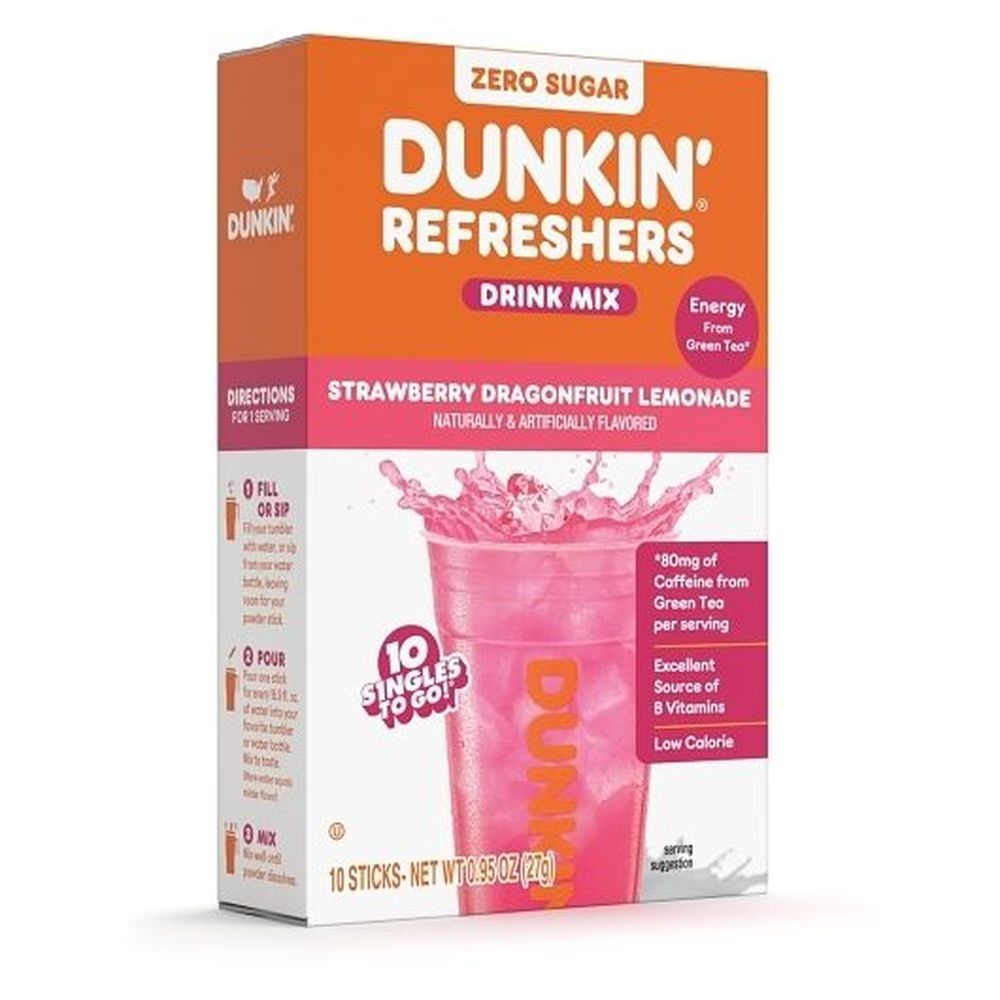 Dunkin Refreshers Strawberry Dragonfruit Lemonade Drink Mix, 0.95 Ounce -- 12 Per Case