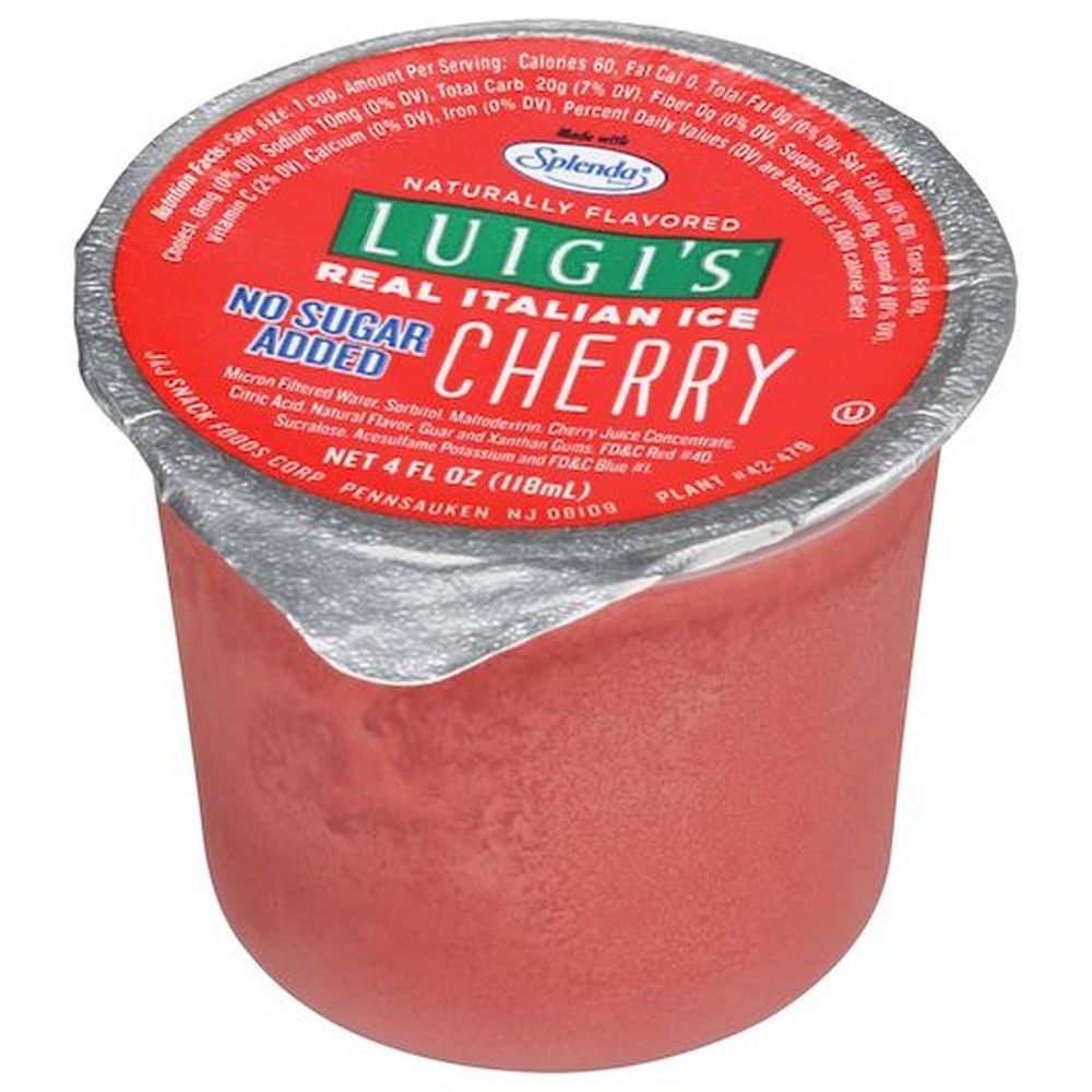 Luigi's Cherry Italian Ice Cup, 4 Ounce -- 48 Per Case